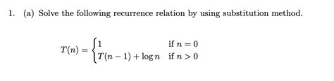 Recurrence Relation Using Substitutuion Method 的图像结果