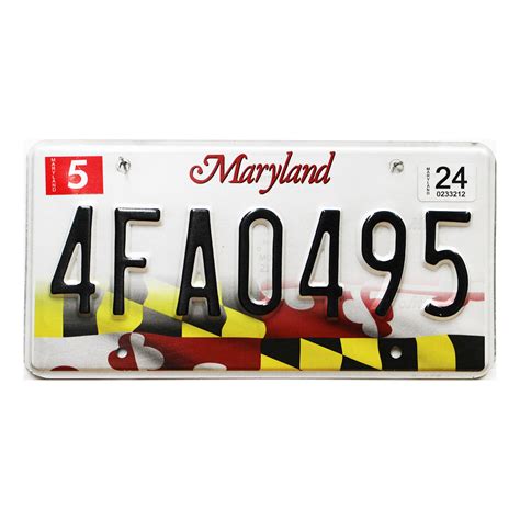 2024 Maryland License Plate #4FA0495 | Great Low Prices