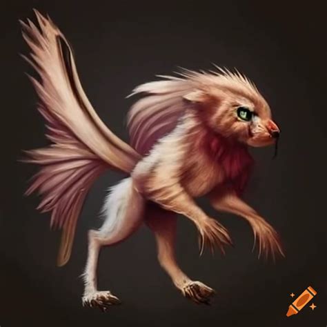 A mythical hybrid animal, bird-like and feline-bodied on Craiyon