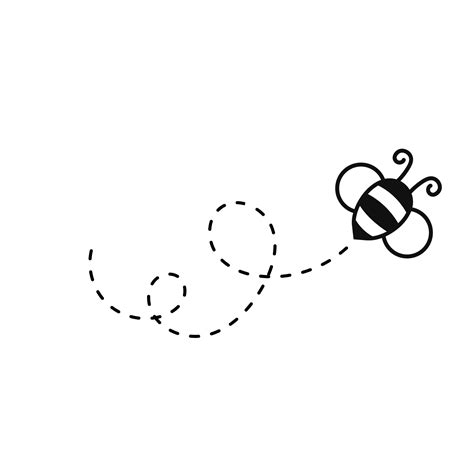 Bee flying path. A bee flying in a dotted line The flight path of a bee ...