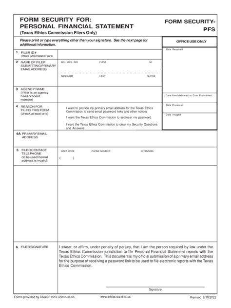 Image result for Blank PFS Form