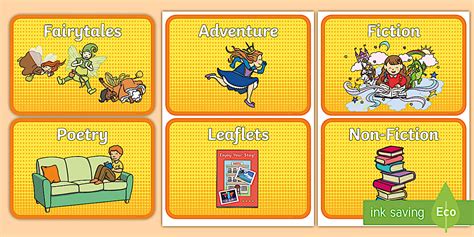 Book Genre Labels for the Classroom Library - KS1 Resources