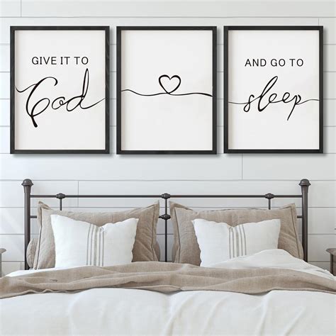 Set of 3 Framed Farmhouse Give it to God and Go to Sleep Signs Above ...