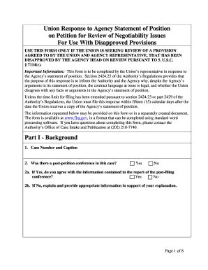 Fillable Online flra Union Response to Agency Statement of Position on ...