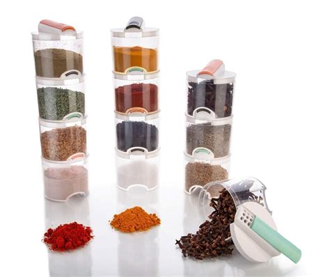 Kuber Industries Unbearable Plastic 12 Pieces Masala Storage Spice ...