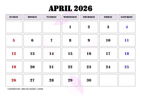 Printable April 2026 Calendar with Holidays - Printable PDF