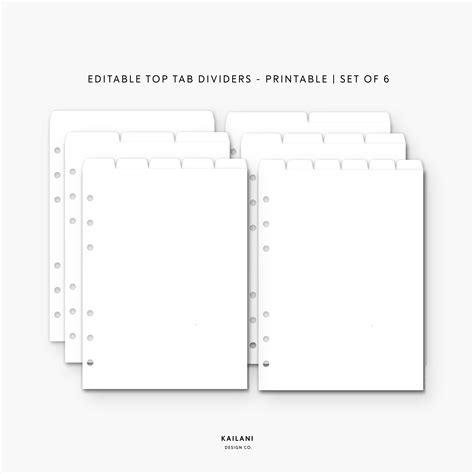 Editable Printable Tabs