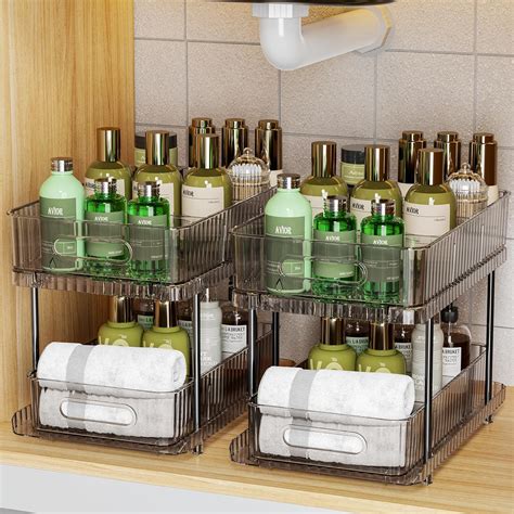 Amazon.com: 2 Tier Under Bathroom Sink Organizer and Storage with ...