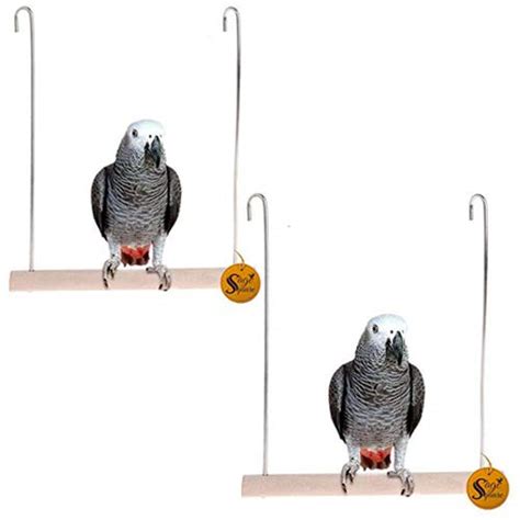 Sage Square Playful Natural Perch Wood Perch Swing Toy Cage Hanging ...