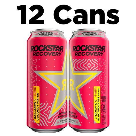 Rockstar Recovery Energy Drink, Strawberry Lemonade, 16oz - 12 Pack ...