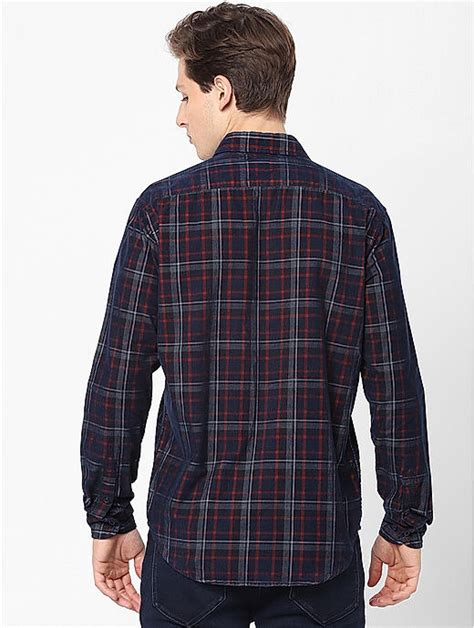 Buy Navy Blue Check Full Slevees Shirt for Men Online at Celio