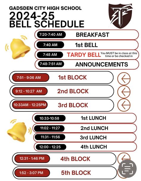 2024-2025 Bell Schedule - Gadsden High School