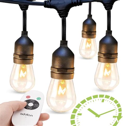 addlon 48 FT Outdoor String Lights Timer Control Commercial Grade ...
