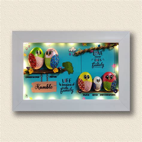 Tree of love Pebble Art (Family of 5, 18x12 inches) – Batoony Rocks