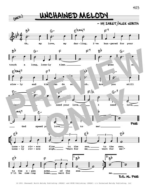 Unchained Melody (High Voice) (Real Book – Melody, Lyrics & Chords)