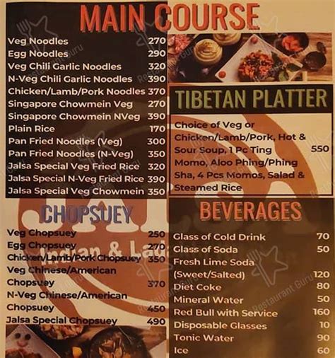 Menu at Jalsa Indian & Ladakhi Kitchen, Gurugram
