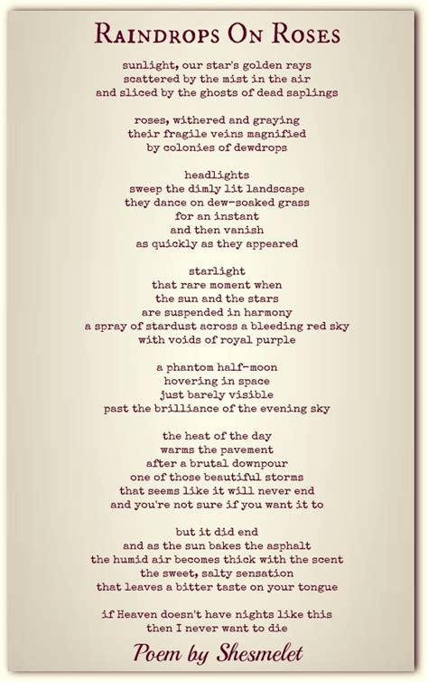 Raindrops On Roses | Inspirational Poems