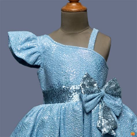 Buy Blue & Peach Bow Design Girls Frock – Mumkins