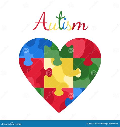 Autism Awareness Day Symbol. Jigsaw Puzzled in Heart Shape. Autism Spectrum Disorder Banner ...