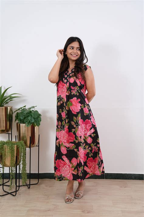 Ira cotton v neck gathered dress-Black orchid (attached sleeves ...