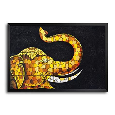 ShopMantra 18 x 12 Inch Block Shapes Elephant Painting Laminated Framed ...