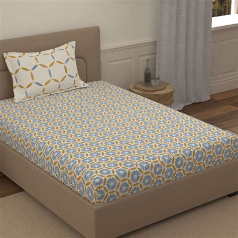 Buy PORTICO Morning Glory Cotton 144TC Printed 2Pc Single Bedsheet Set ...