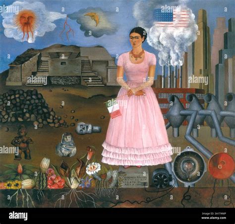 Self-Portrait Along the Border Line Between Mexico and the United States, 1932. Mexican painter ...