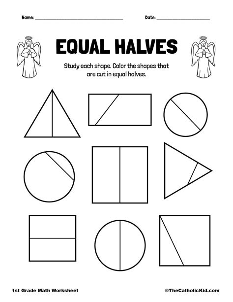 Half or not free halves worksheet for kindergarten – Artofit