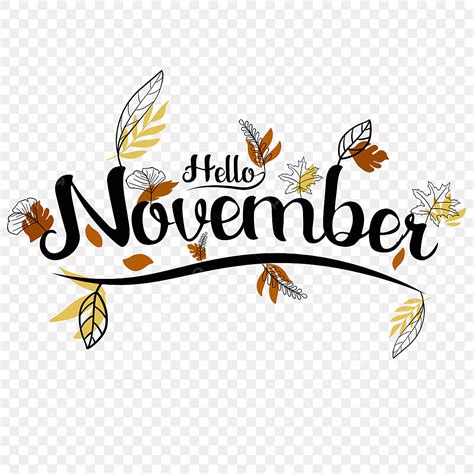 Hello November Clipart PNG Images, Hello November Leaves, Hello ...