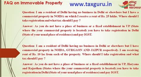 Place of GST Registration for Rent on Immovable property: FAQs