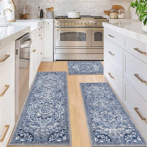 Ileading Boho Kitchen Rugs Sets 3 Piece with Runner Floral Kitchen ...