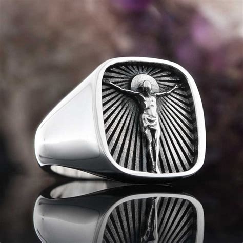 CRUCIFIED JESUS RING , Silver Jesus Christ Ring, Savior Jesus Signet ...