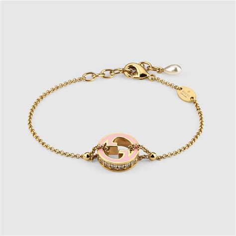 Gucci Blondie enamel charm bracelet in light gold-toned brass | GUCCI® US