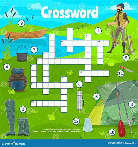 Fishing Sport and Camping Items Crossword Puzzle Stock Vector ...