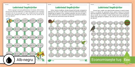 Labirintul împărțirilor în concentrul 0-100 – Fișe de lucru