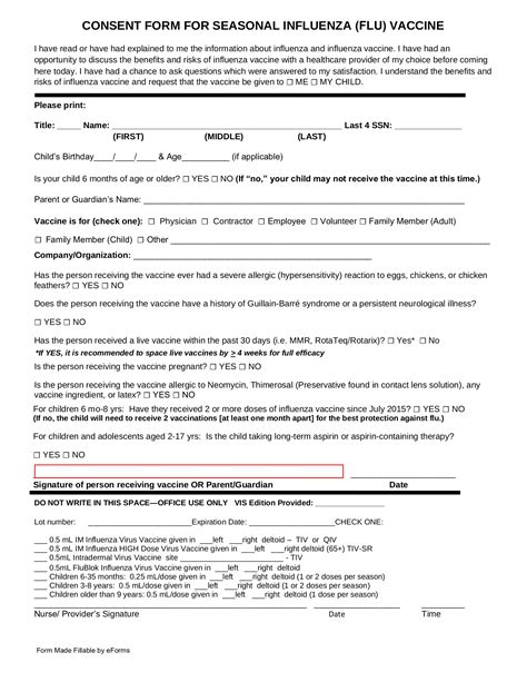 Flu Vaccine Consent Form Pdf Spanish - Form example download