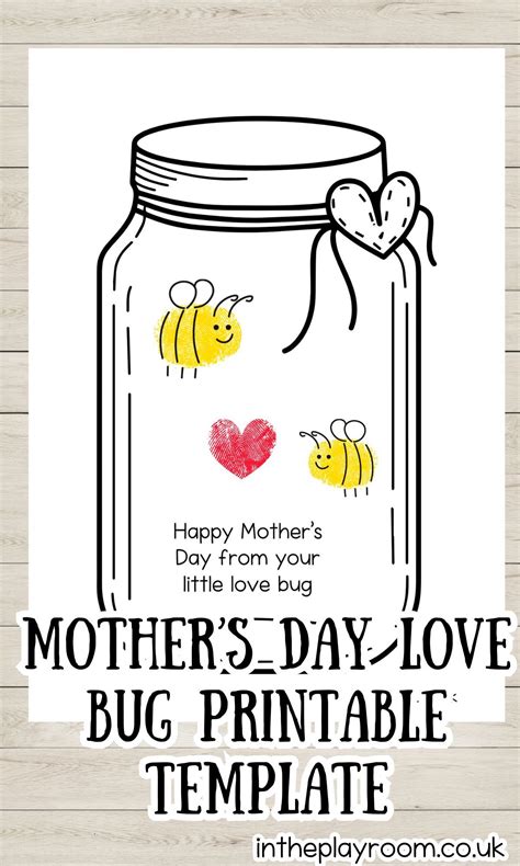Mother s day love bug printable mason jar template – Artofit
