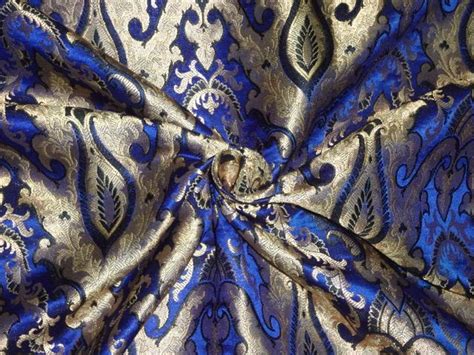 BROCADE FABRIC ROYAL BLUE X METALLIC GOLD – The Fabric Factory