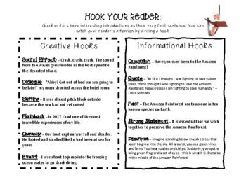 Image result for Types of Writing Hooks Chart