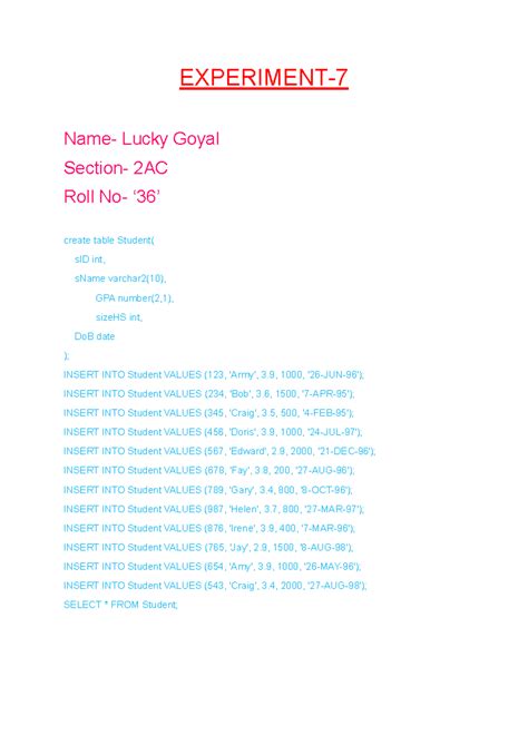 Exp7 - esp - EXPERIMENT- 7 Name- Lucky Goyal Section- 2AC Roll No- ‘36 ...