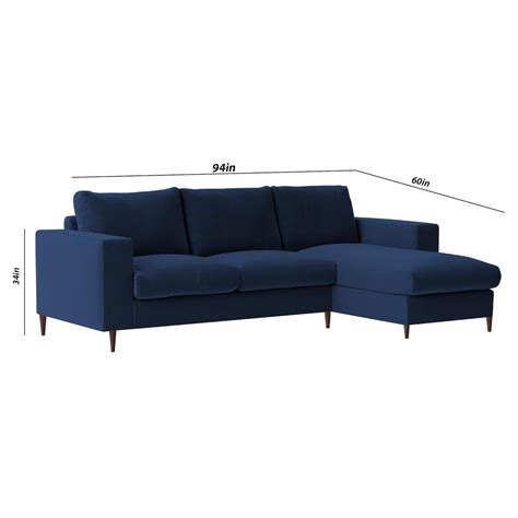 Charmi RHS 4 Seater L Shape Sofa Set for Living Room (Blue Fabric) Pre
