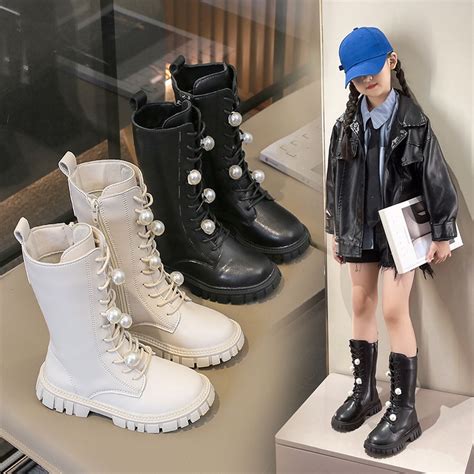 Fjofpr Big Girls Boots Size 1 Leather Girls Winter Boots Girls Shoes ...