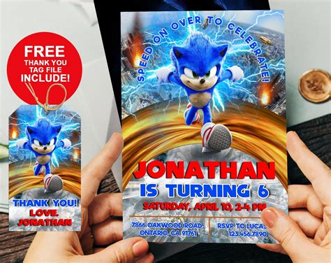 Sonic party invitation sonic the hedgehog birthday invitations sonic ...