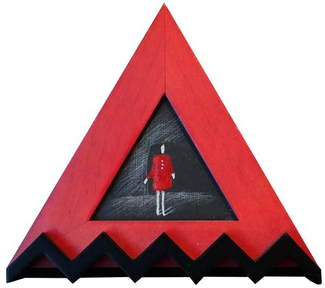 Scott Woodard - "Red Dress" Red, Black, and White Abstract Surrealist Triangular Painting at 1stDibs