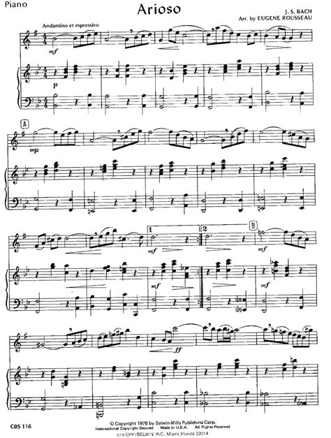 Arioso (Alto Sax Solo with Piano ) by J | J.W. Pepper Sheet Music