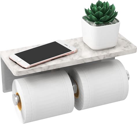 Amazon.com: Brushed Nickel Toilet Paper Holder with Shelf, New Upgrade ...