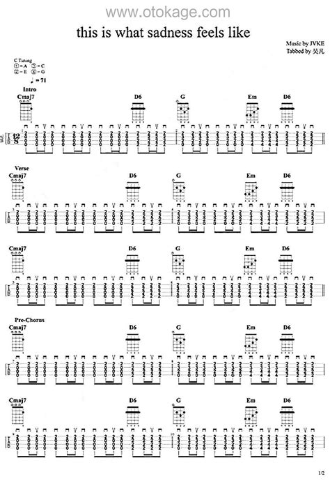 JVKE《this is what sadness feels like吉他谱》升C调_柔和的音色渲染 - 美妙音符