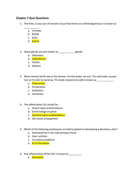 MED TERM quiz 7 - quiz answers to questions on dermatology quiz ...