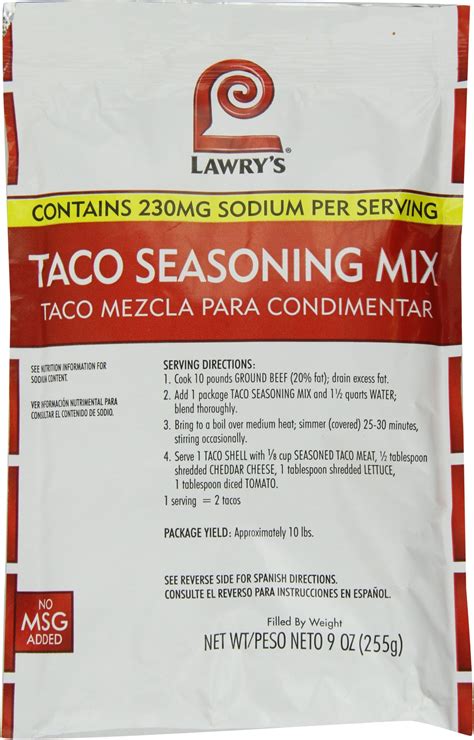 Amazon.com : Lawrys Taco Seasoning Mix, 9 -Ounce Packages (Pack of 6 ...
