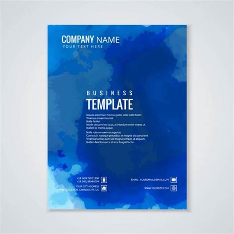 Brochure, dark blue watercolor | Free Vector